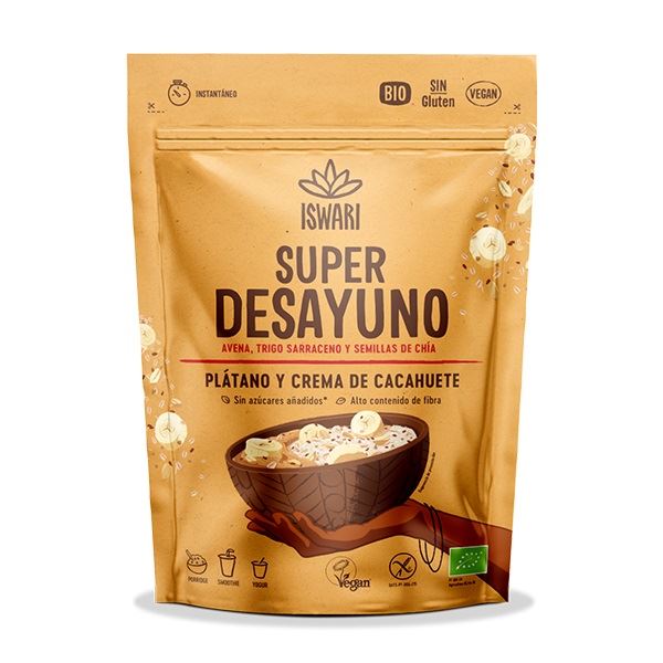 SUPER DESAYUNO CACAHUETE PLÁTANO BIO 360gr-ISWARI