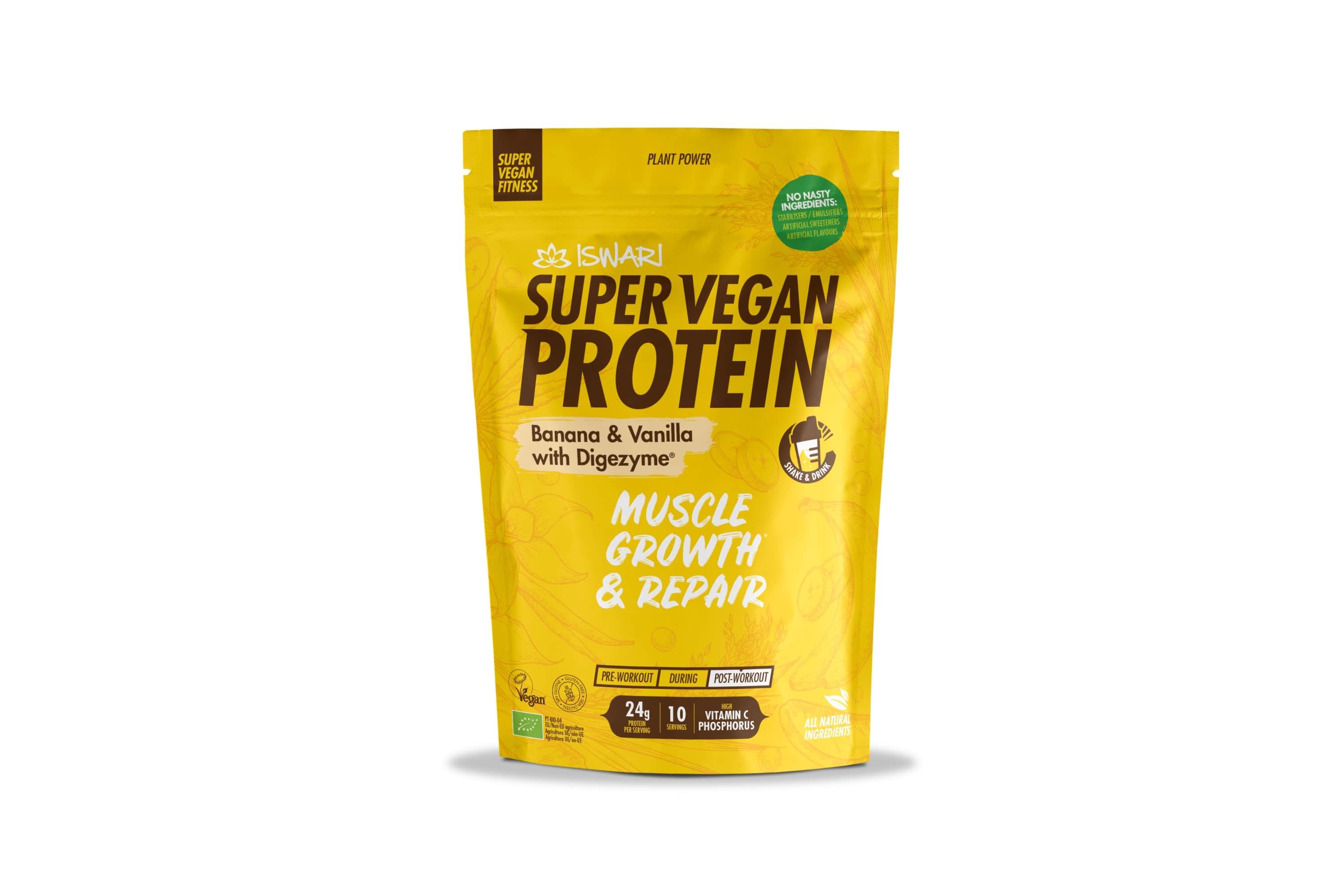 SUPER VEGAN PROTEIN banana & vainilla BIO 400gr-ISWARI