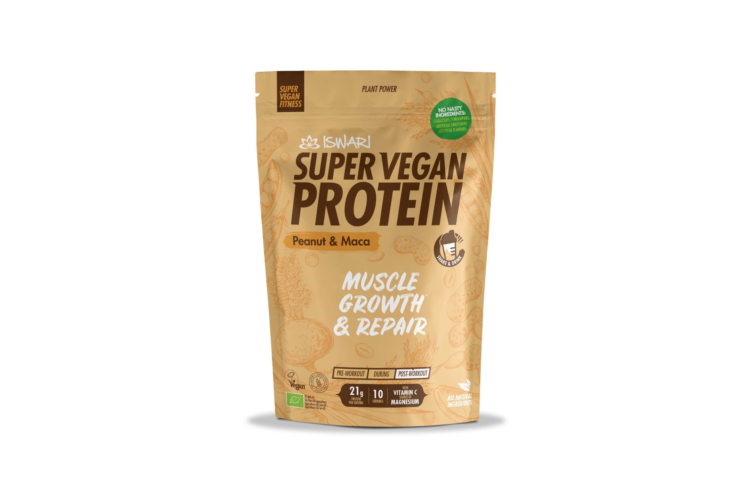 SUPER VEGAN PROTEIN cacahuete & maca BIO 350gr-ISWARI