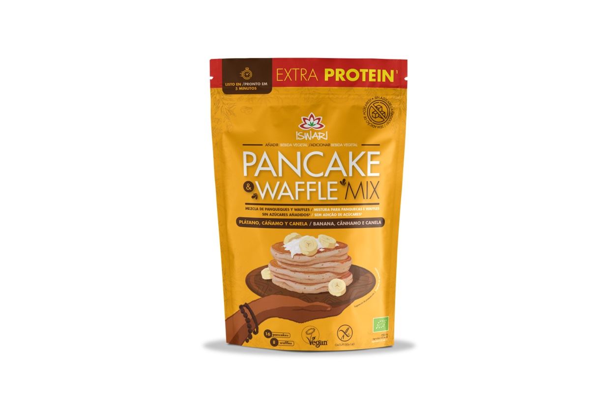 PANCAKE & WAFFLE platano, cáñamo y canela BIO 400gr-ISWARI