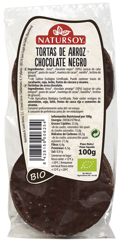 TORTITAS ARROZ CHOCOLATE NEGRO 100gr-NATURSOY