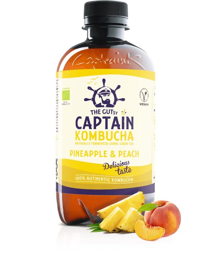 TÉ KOMBUCHA PIÑA & MELOCOTÓN BIO 400ml-CAPTAIN