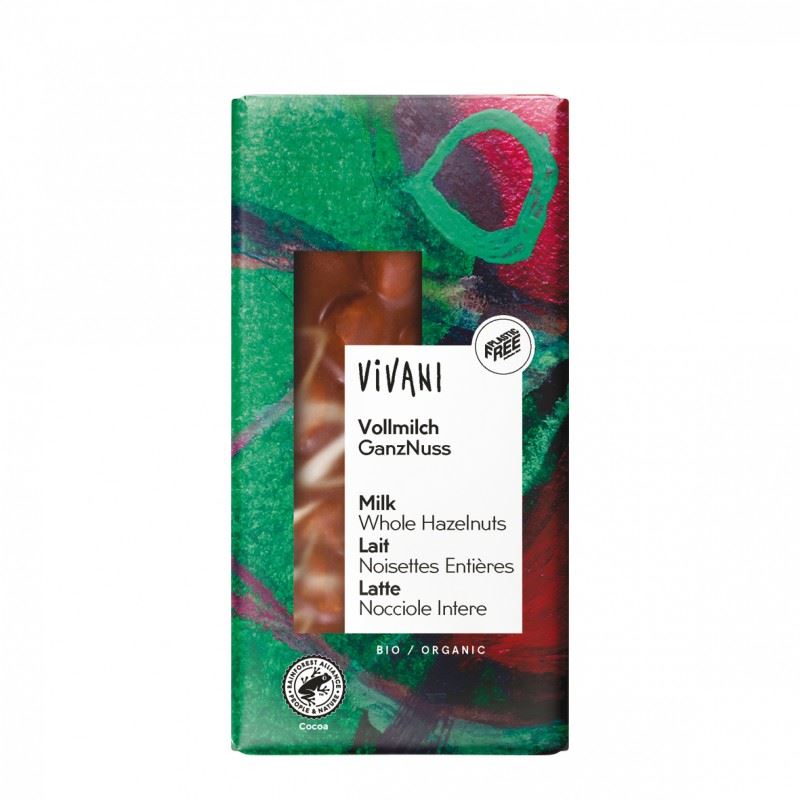 CHOCOLATE LECHE AVELLANA ENTERA BIO 100gr (U/C 10)-VIVANI