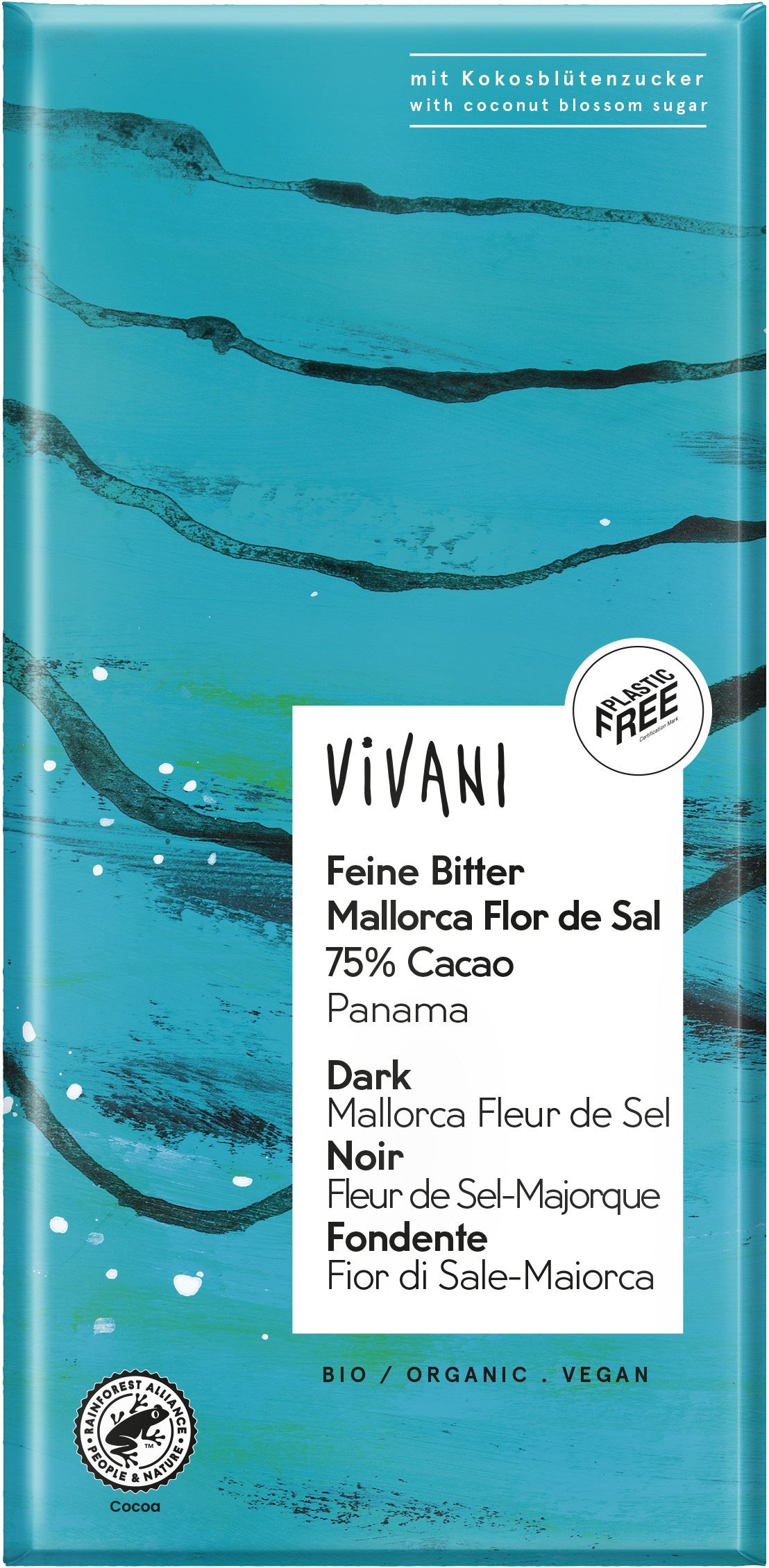 CHOCOLATE NEGRO SAL MALLORCA BIO 80gr-VIVANI