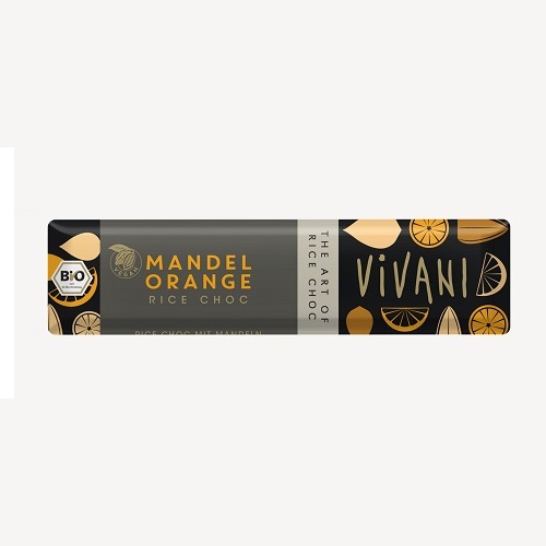 CHOCOLATE BARRITA ALMENDRA NARANJA BIO 35gr(U/C 18)-VIVANI