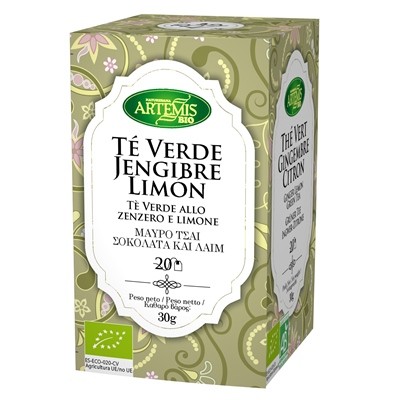 TÉ VERDE JENGIBRE LIMÓN BIO 20 FILTROS-ARTEMIS