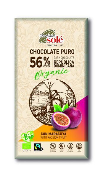 CHOCOLATE NEGRO 56% MARACUYA ECO 100gr-SOLE