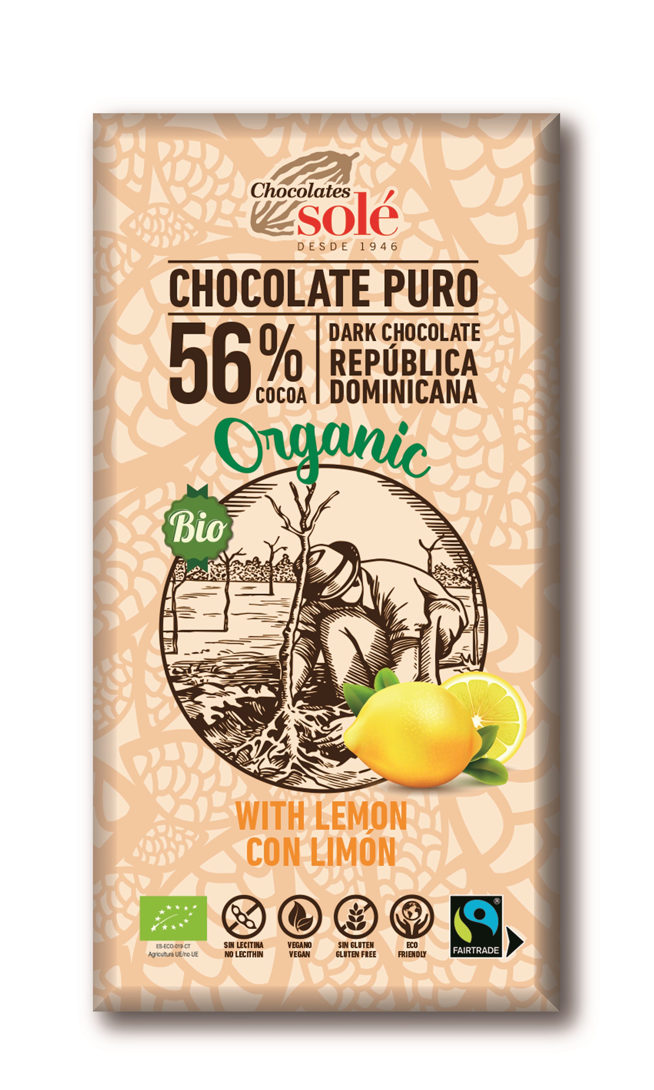 CHOCOLATE NEGRO 56% LIMÓN ECO 100gr-SOLE