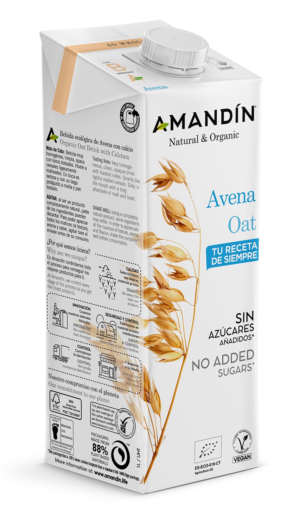 BEBIDA AVENA CALCIO S/A ECO 1L-AMANDIN