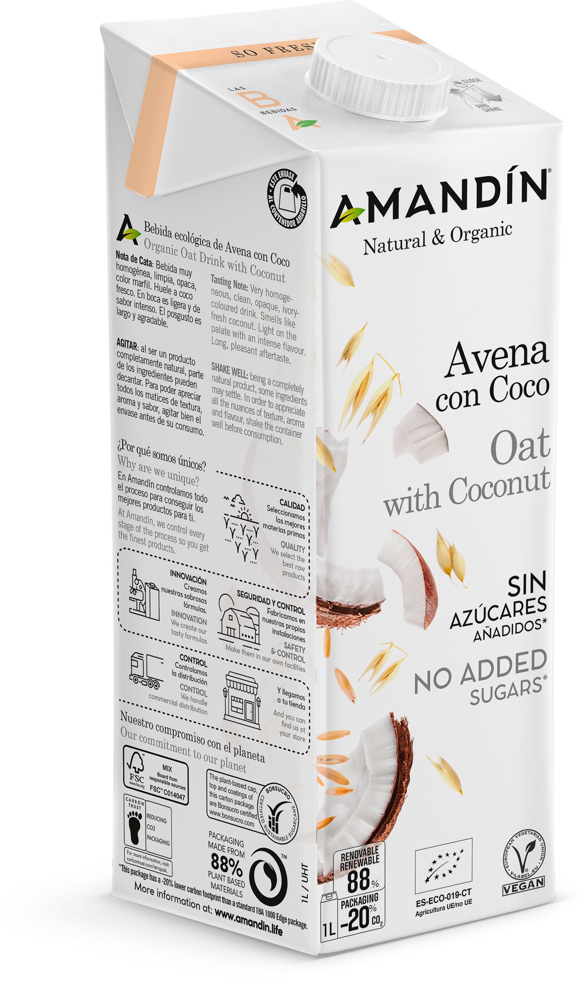 BEBIDA AVENA COCO S/A ECO 1L-AMANDIN