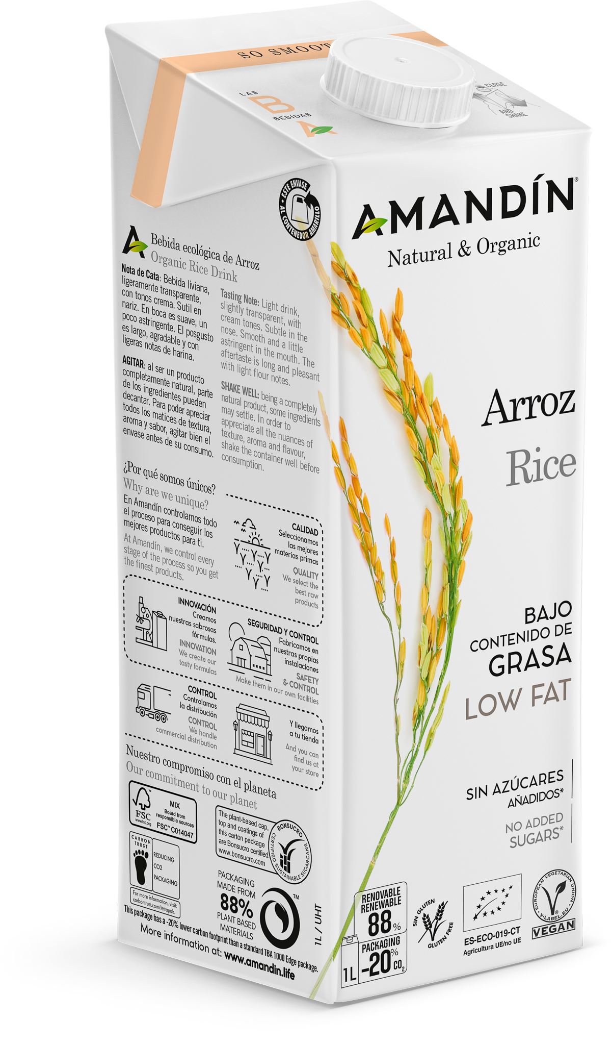 BEBIDA ARROZ 20% ECO S/A 1L-AMANDIN