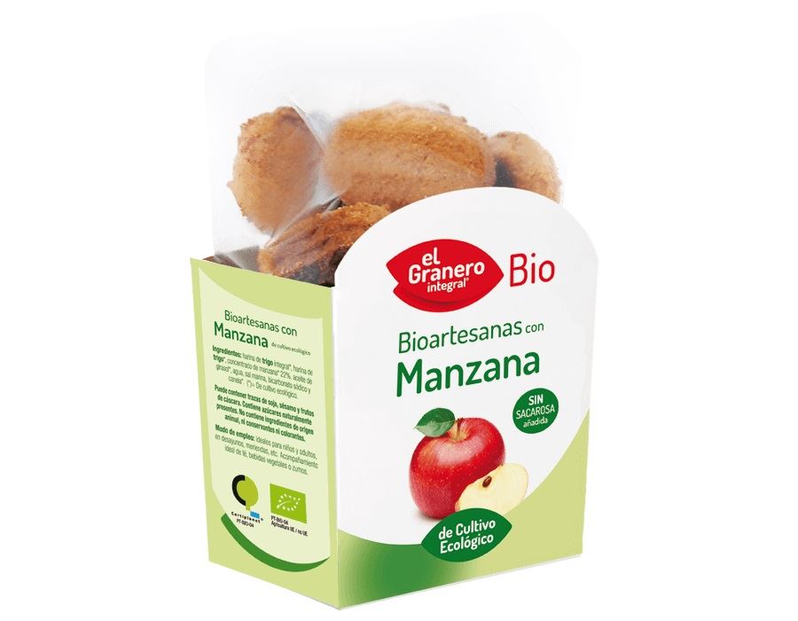 GALLETAS ARTESANAS CON MANZANA BIO 250gr (U/C 12)-EL GRANERO