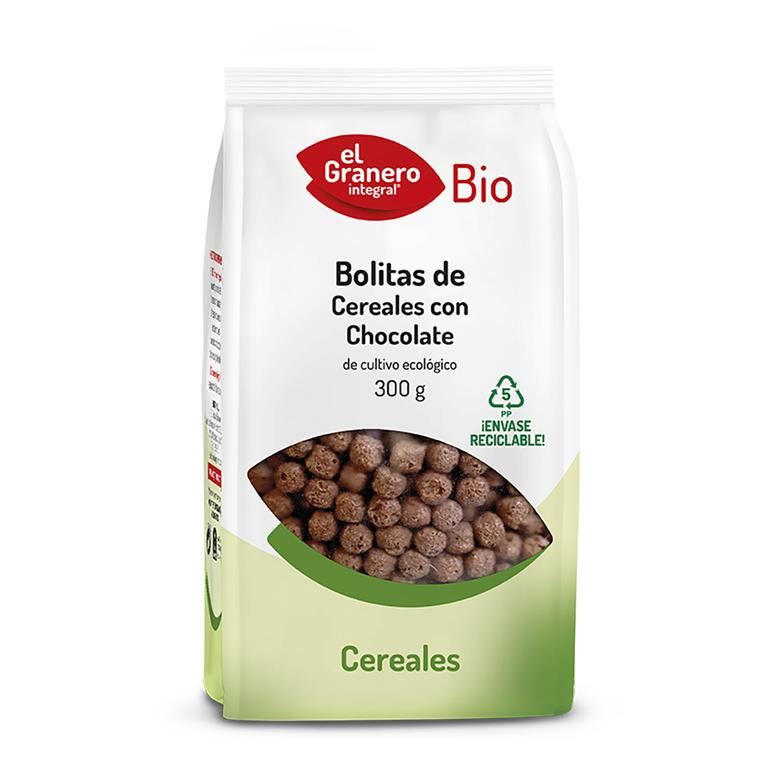 BOLITAS CEREALES CON CHOCOLATE BIO 300gr (U/C 10)-EL GRANERO