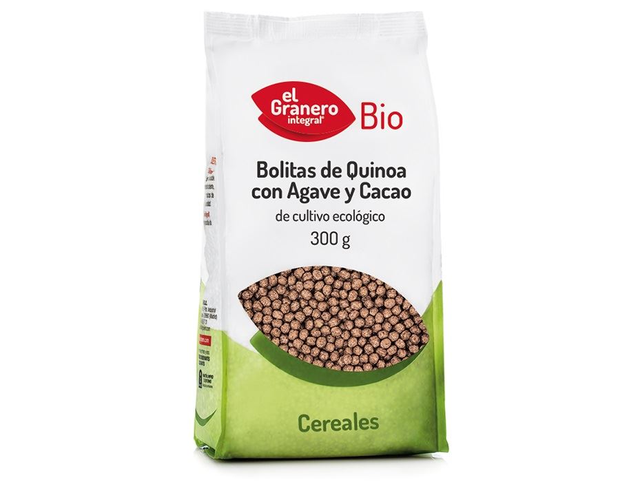 BOLITAS QUINOA CON AGAVE Y CACAO BIO 300gr (U/C 6)-EL GRANERO