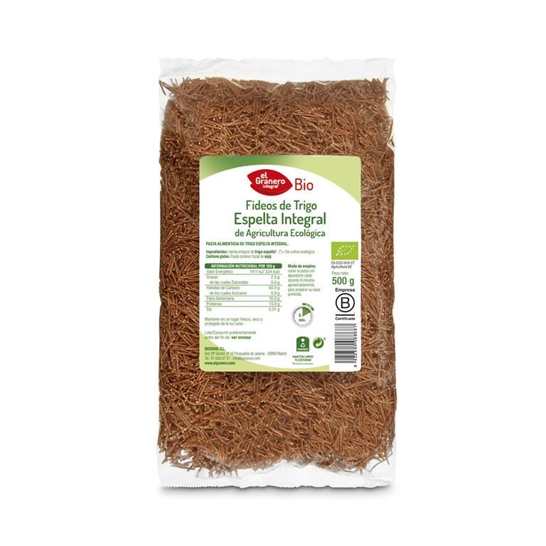 FIDEOS TRIGO ESPELTA INTEGRAL BIO 500gr-EL GRANERO