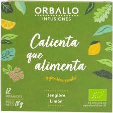 INFU. CALIENTA QUE ALIMENTA ECO 12 PIRÁMIDES jengibre corteza limón-ORBALLO