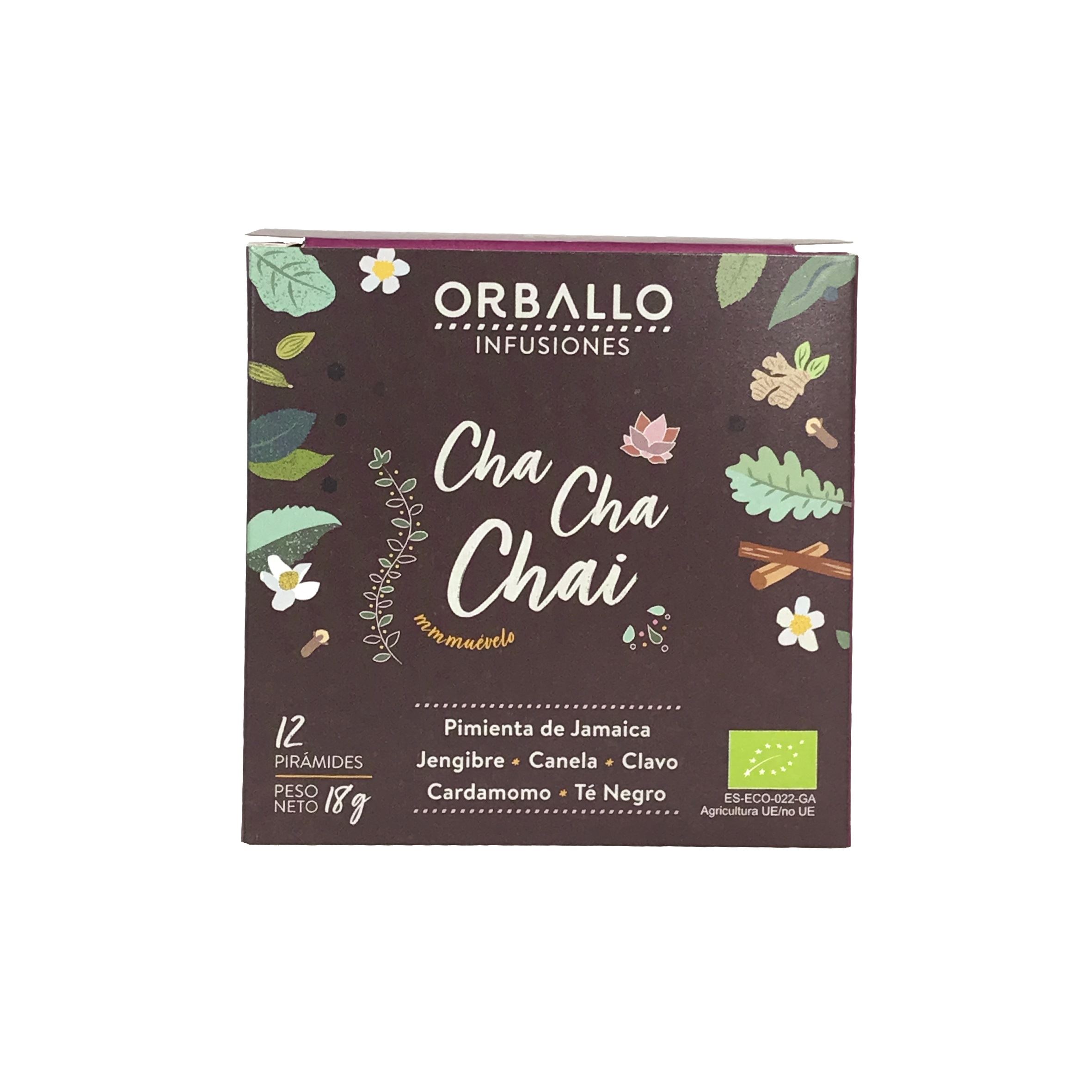 INFU. CHACHACHAI ECO 12 PIRÁMIDES pimienta jengibre canela clavo cardamomo té negro-ORBALLO