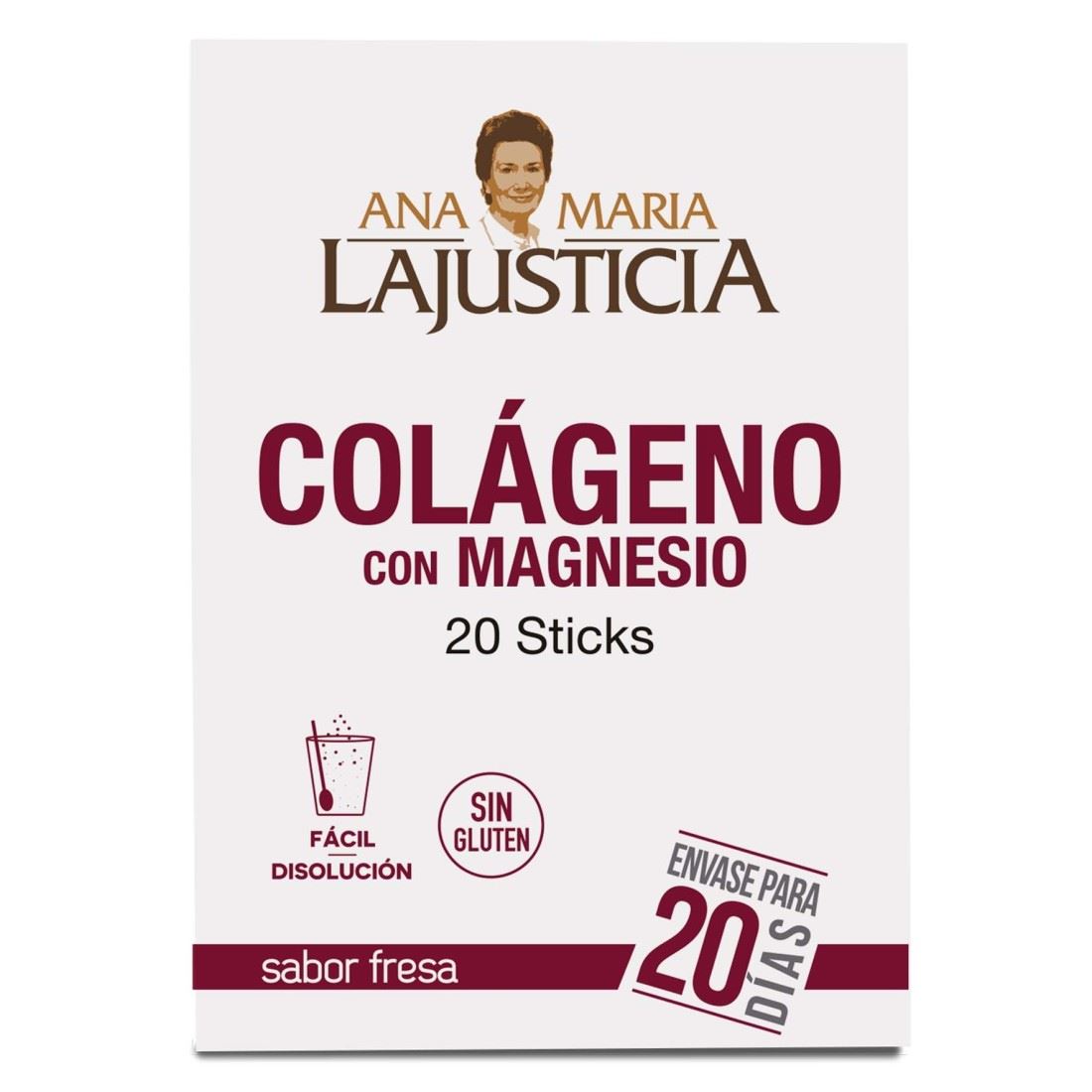 COLÁGENO CON MAGNESIO FRESA 20 STICKS-ANA MARIA LAJUSTICIA