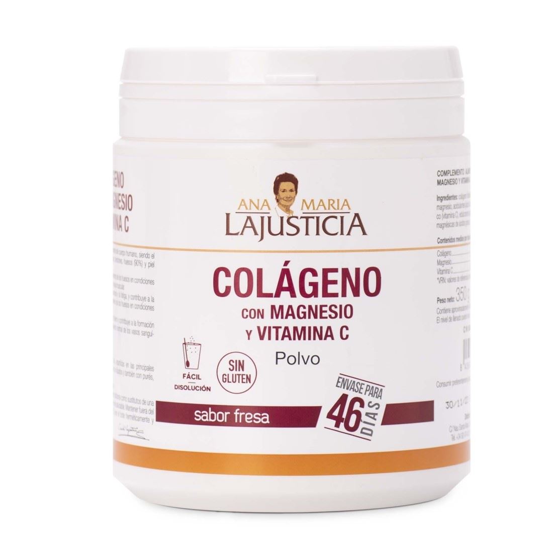 COLÁGENO CON MAGNESIO + VITAMINA C FRESA 350gr-ANA MARIA LAJUSTICIA