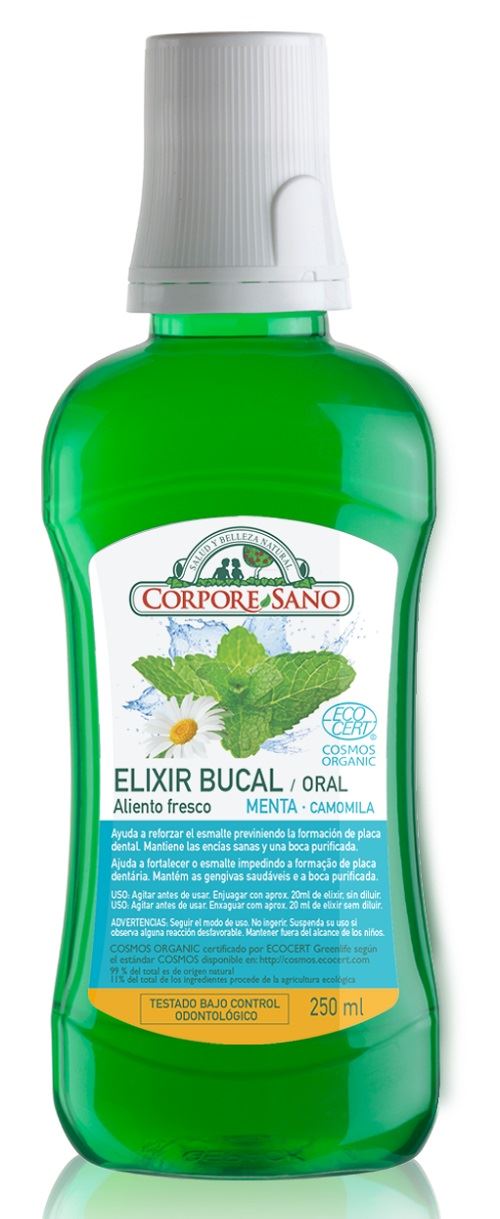 ELIXIR BUCAL COSMO ORGANIC MENTA, ALOE Y CAMOMILA 250 ml 