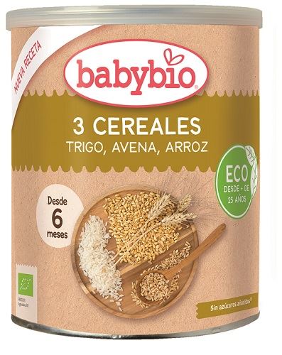 PAPILLA 3 CEREALES trigo avena arroz 220 gr - BABYBIO 