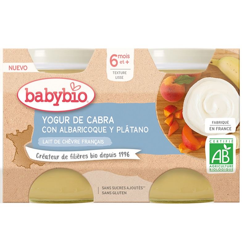 YOGUR ALBARICOQUE Y PLATANO (CABRA) 2.x130gr - BABYBIO 