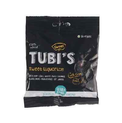 REGALIZ DULCE TUBI´S CON CACAO BIO 80 gr-TERRASANA