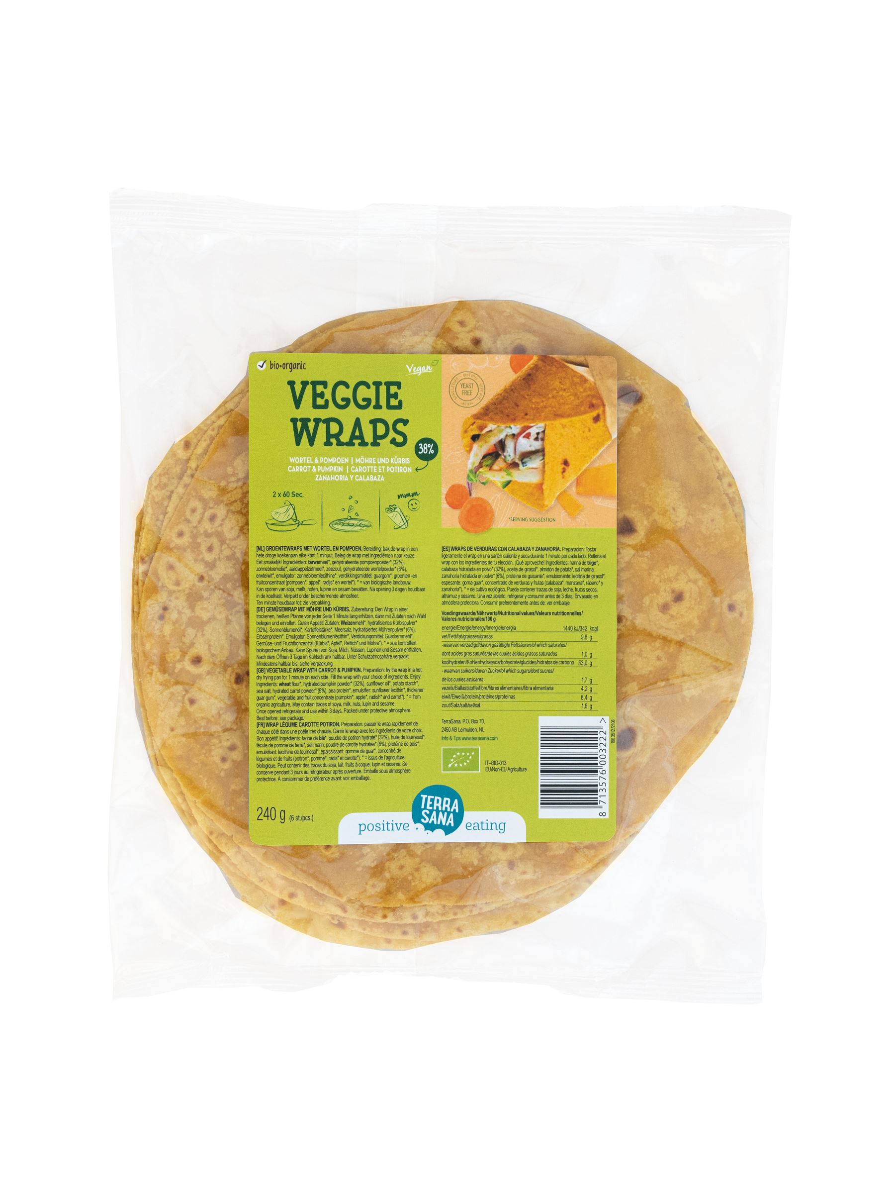 WRAP VERDURA CON ZANAHORIA Y CALABAZA 240gr-TERRASANA