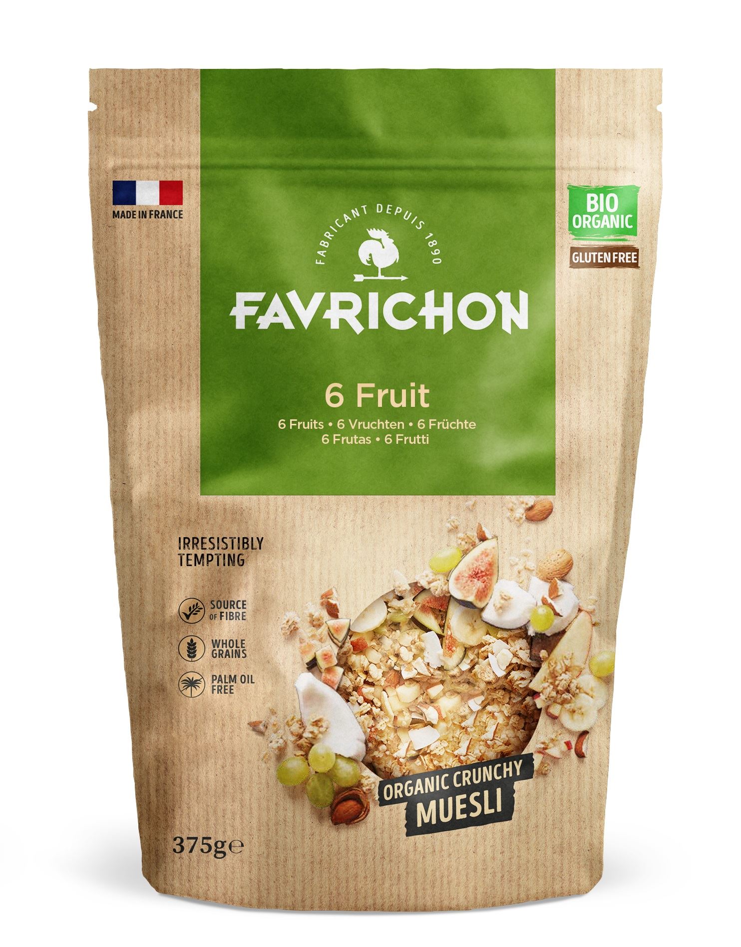 MUESLI CRUNCHY 6 FRUTAS S/G 375 gr 