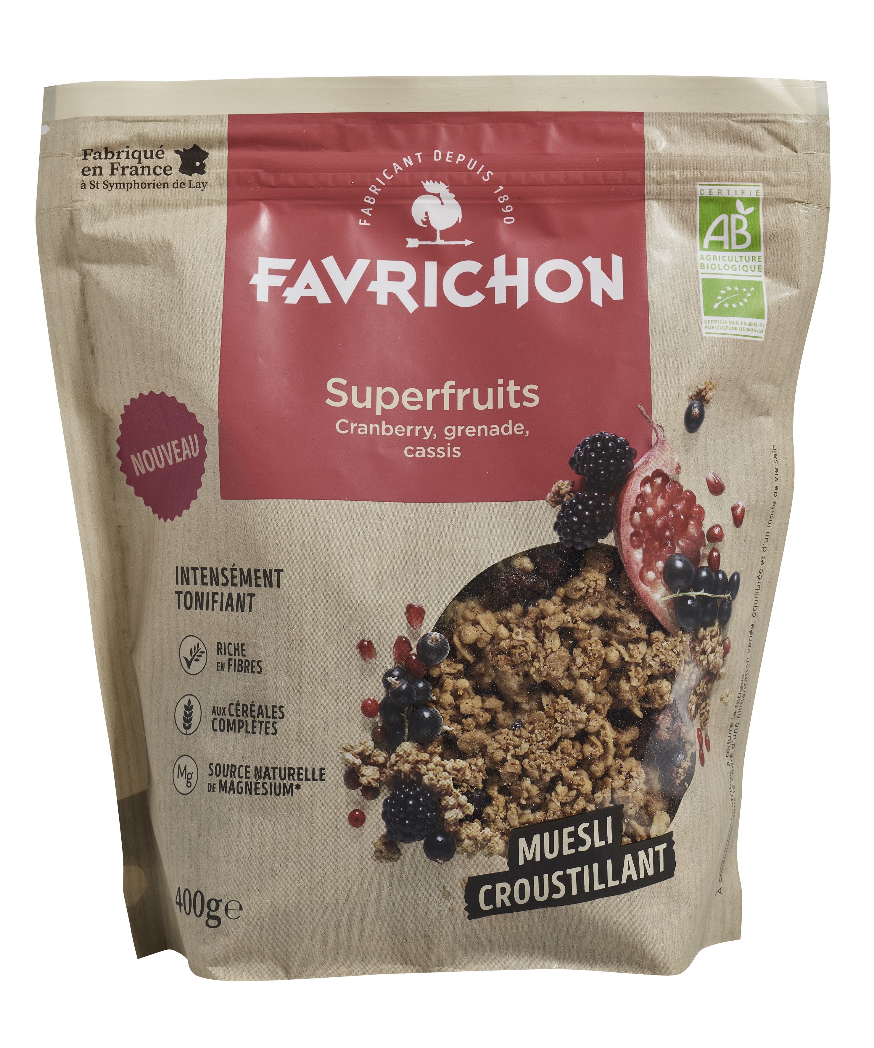 MUESLI CRUNCHY SUPERFRUITS (arándano, granada y grosellero) 400 gr