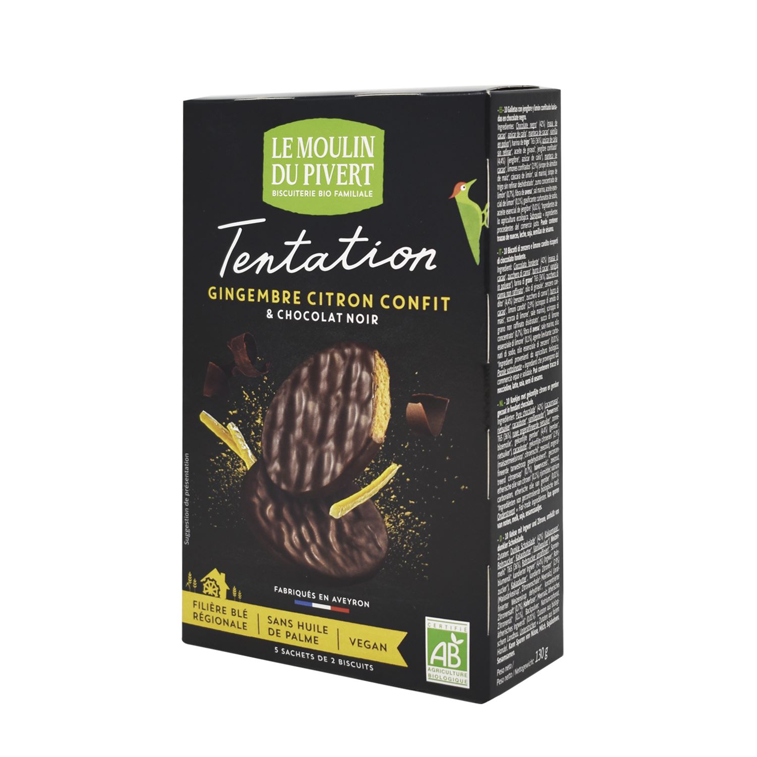 GALLETAS TENTACIÓN JENGIBRE LIMÓN BIO 130gr (U/C 12)-LE MOULIN 