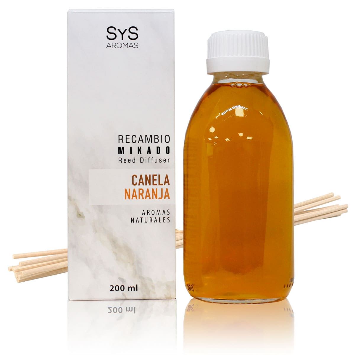 RECAMBIO MIKADO CANELA NARANJA 200ml + PALOS-S&S